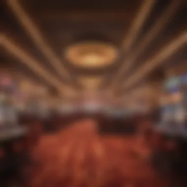 Dynamic Atmosphere of a Casino Gaming Floor A vibrant casino floor filled with gaming machines and tables