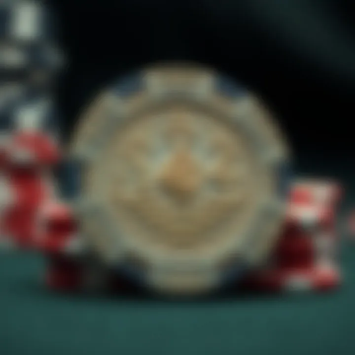 Close-up view of a 14g clay poker chip showcasing intricate design details