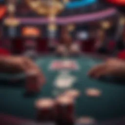 An engaging Texas Hold'em poker table setup showcasing chips and cards