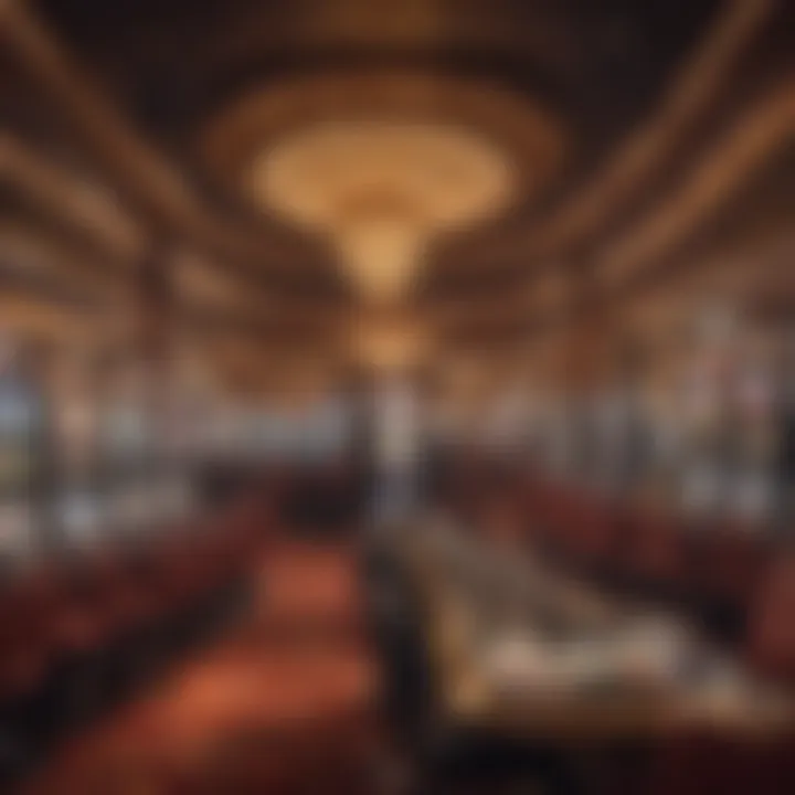 Interior view of a bustling Las Vegas casino with slot machines