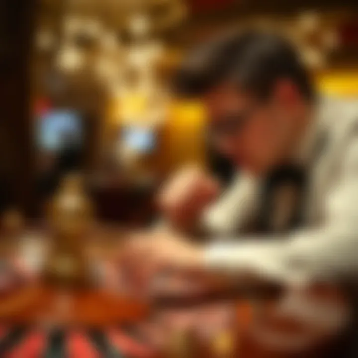 Player analyzing roulette odds and strategies