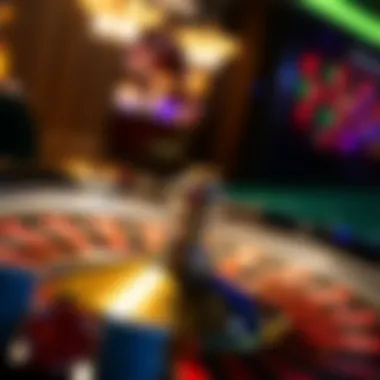 Roulette wheel with colorful chips