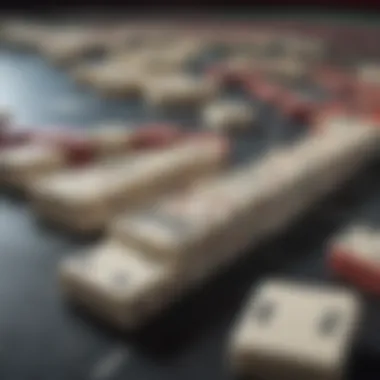 A strategic layout of dominoes on a playing table