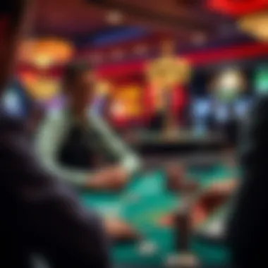 Strategic Gameplay in Action A player analyzing their chips and strategy at a gaming table