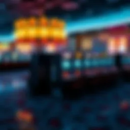 A deserted casino floor showcasing closed slot machines