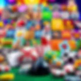 A vibrant collage of various mobile game icons featuring popular genres