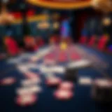 Luxurious baccarat table setting with cards and chips