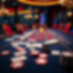 Luxurious baccarat table setting with cards and chips