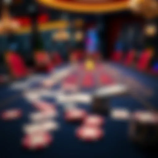 Luxurious baccarat table setting with cards and chips