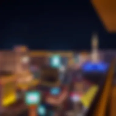 Night view of the illuminated Las Vegas Strip from a hotel balcony