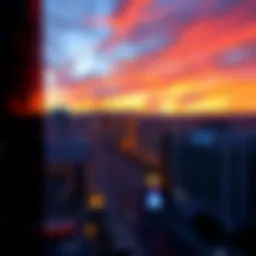 Panoramic view of the Las Vegas Strip at sunset
