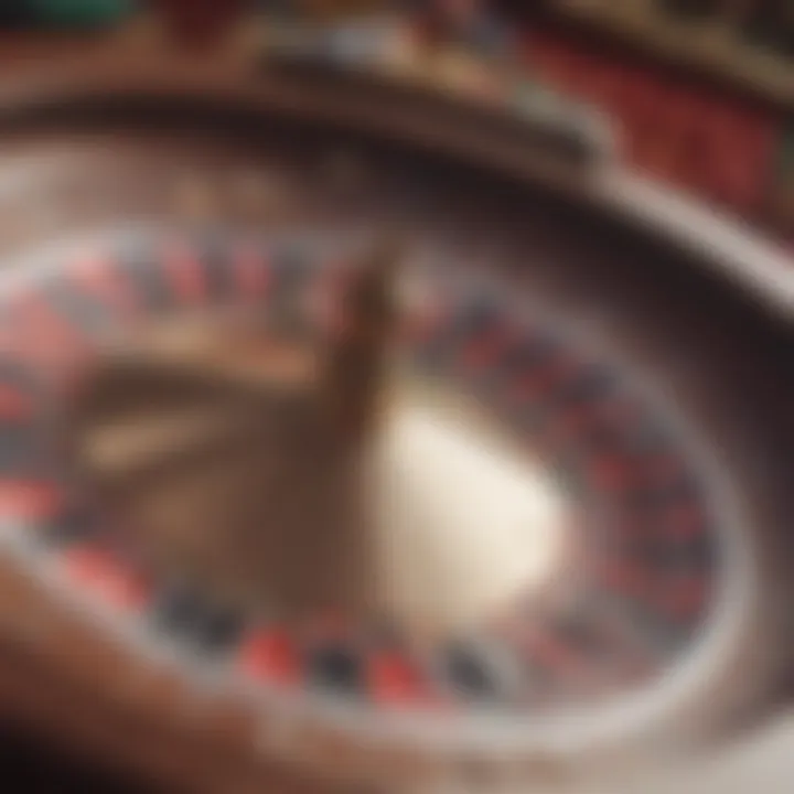 Close-up of a roulette wheel in action