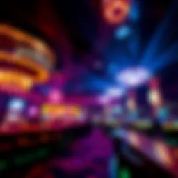 Vibrant interior of a nightclub showcasing dynamic lighting and energetic ambiance