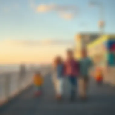 A family taking a scenic stroll on the boardwalk.