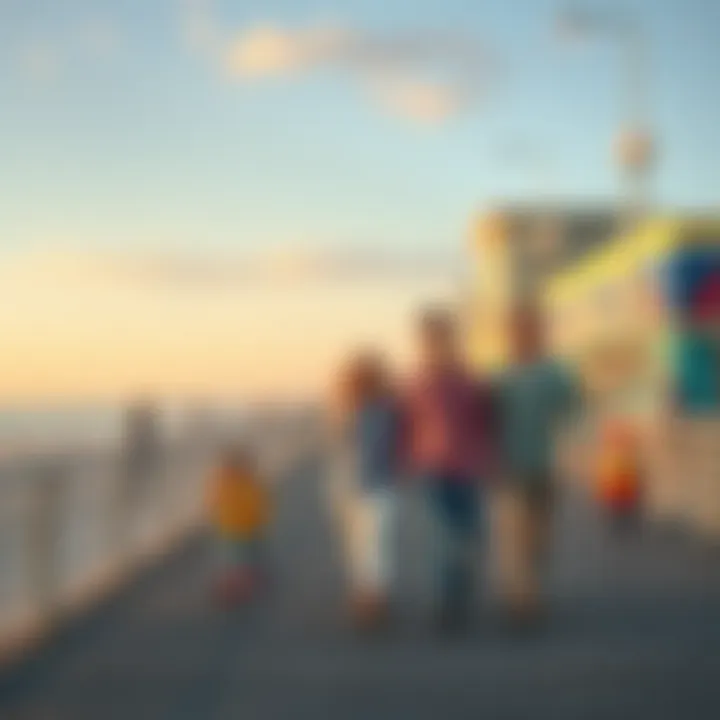 A family taking a scenic stroll on the boardwalk.