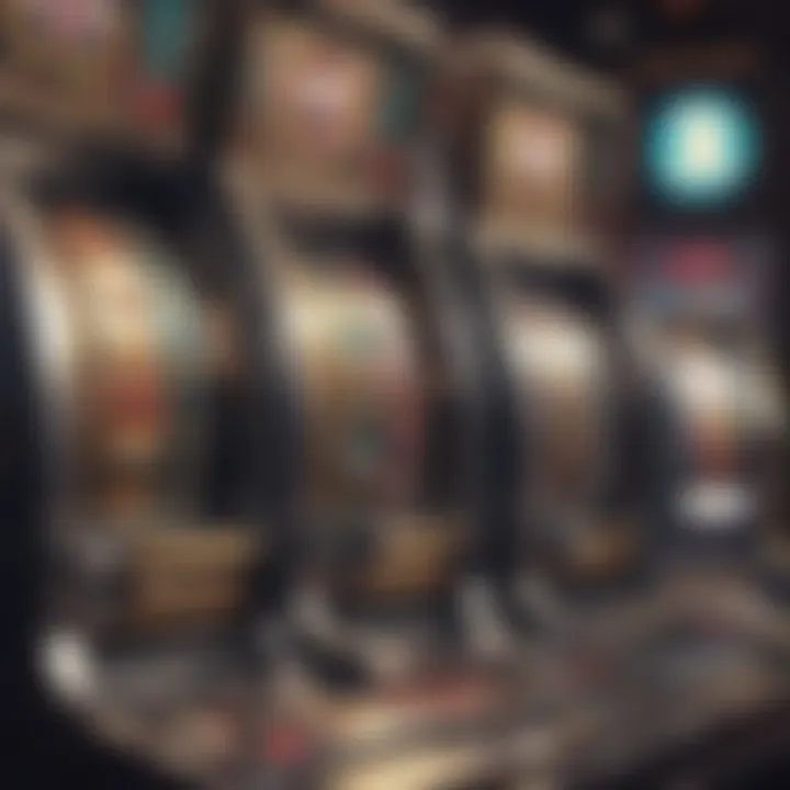 Close-up view of slot machine reels spinning