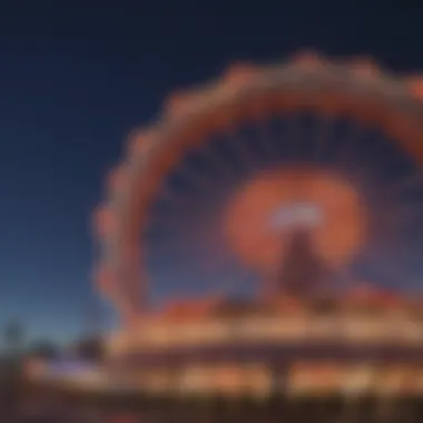 A vibrant view of the Fortune Wheel Casino exterior, showcasing its inviting atmosphere