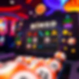 A vibrant online bingo game interface showcasing colorful bingo cards and interactive elements