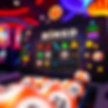 A vibrant online bingo game interface showcasing colorful bingo cards and interactive elements