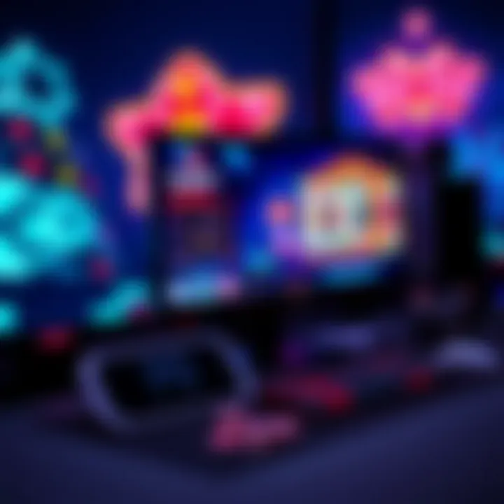 A serene gaming setup showcasing a Mac with casino game visuals on screen