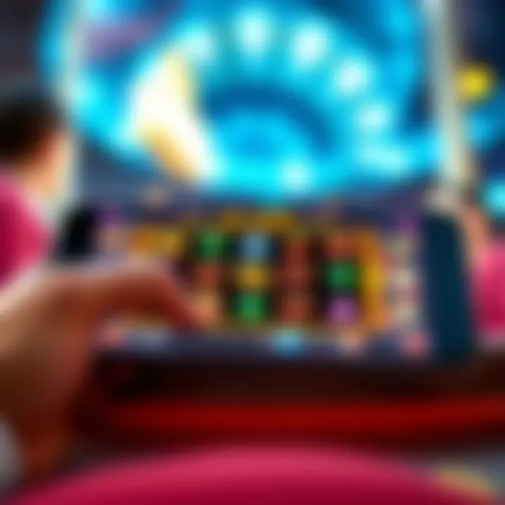 Close-up view of an Android device displaying a slot game interface.