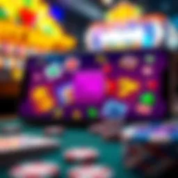 A vibrant illustration depicting various gaming apps on a smartphone screen with dollar signs.