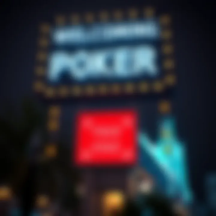An inviting poker venue sign illuminated at night