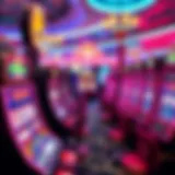 An engaging gameplay scene depicting multiple video poker machines in a vibrant casino setting.