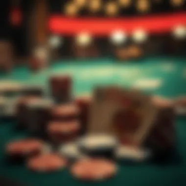 A depiction of poker chips and cards signaling high stakes gaming