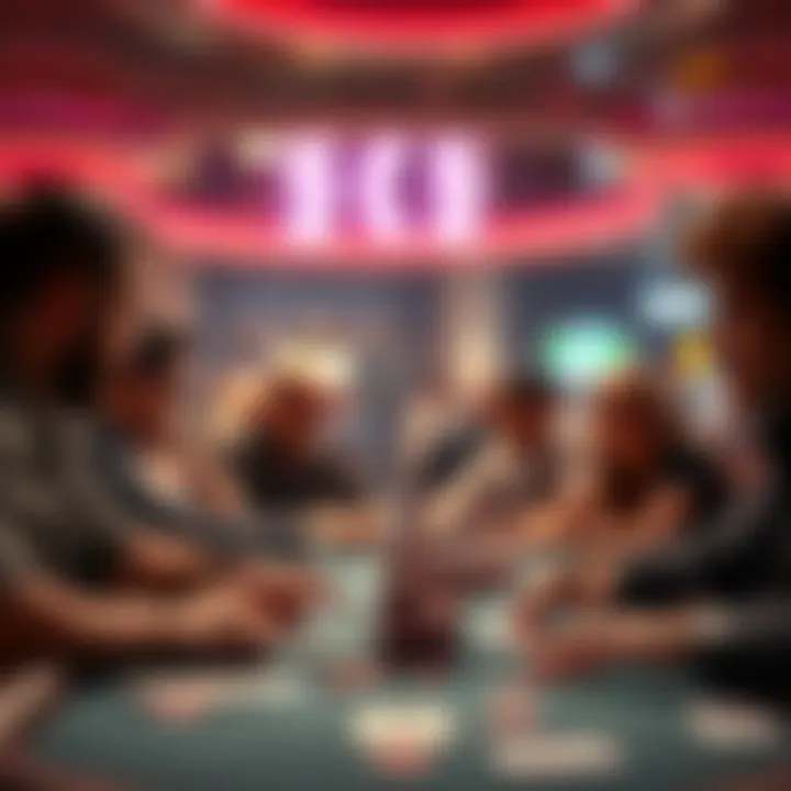 Group of players engaged in a lively poker game