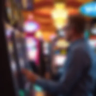 Player engaging with a slot machine during a promotion