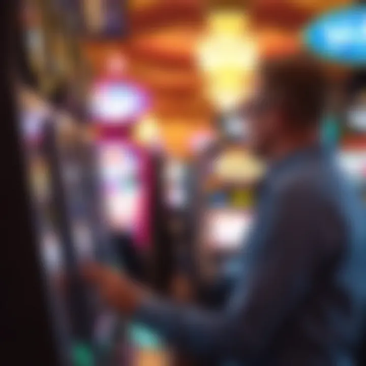 Player engaging with a slot machine during a promotion