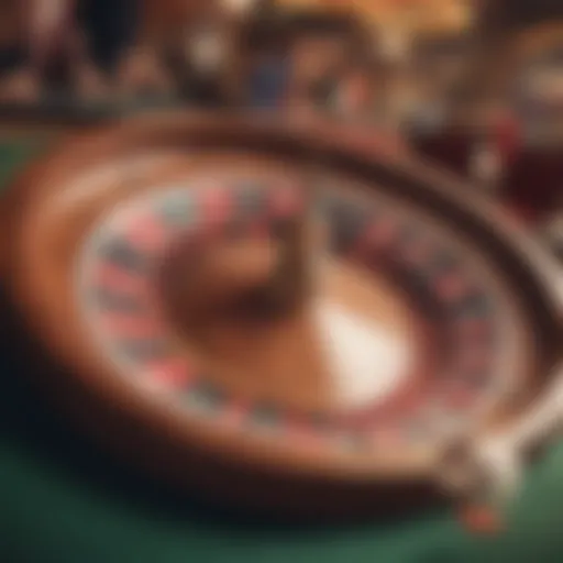 An elegant roulette wheel spinning in the ambiance of Red Dog Casino