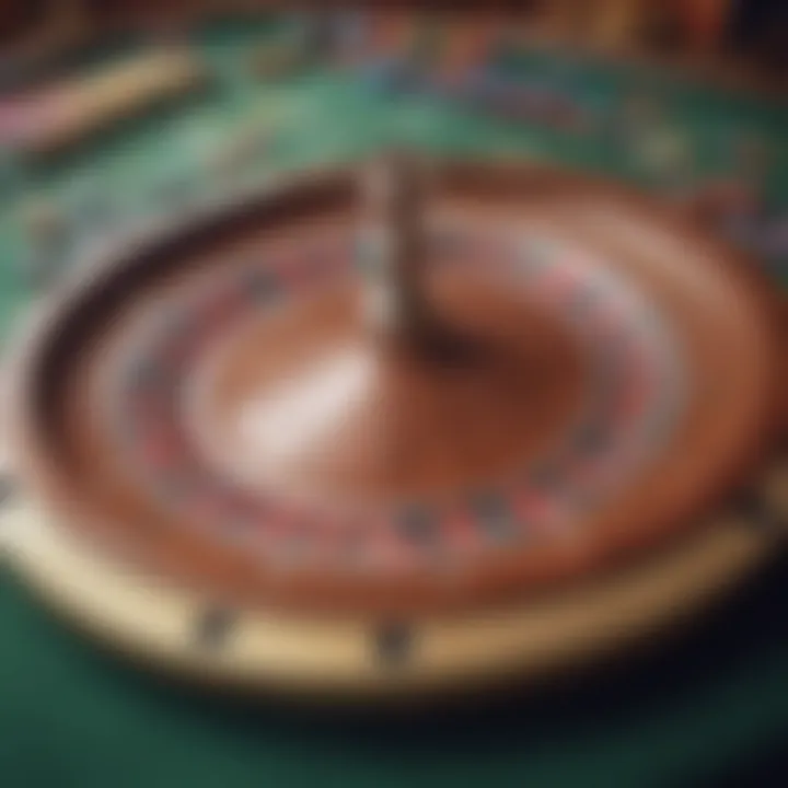 Close-up of a roulette table with chips and a betting layout