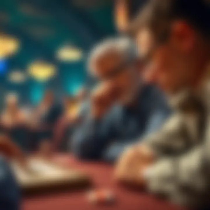 A thoughtful player strategizing their next move during a rummy game, displaying concentration