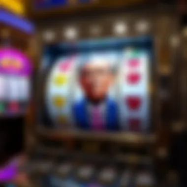 Detailed view of a slot machine featuring a presidential figure