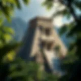 Ancient Aztec temple in a lush jungle setting