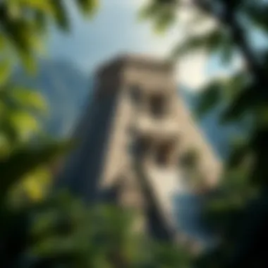 Ancient Aztec temple in a lush jungle setting