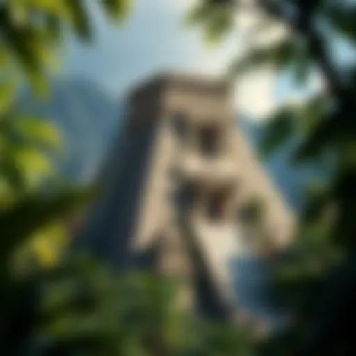 Ancient Aztec temple in a lush jungle setting
