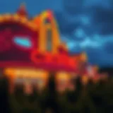 Illuminated exterior of a popular casino near Saratoga