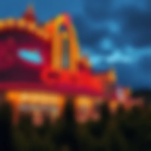 Illuminated exterior of a popular casino near Saratoga