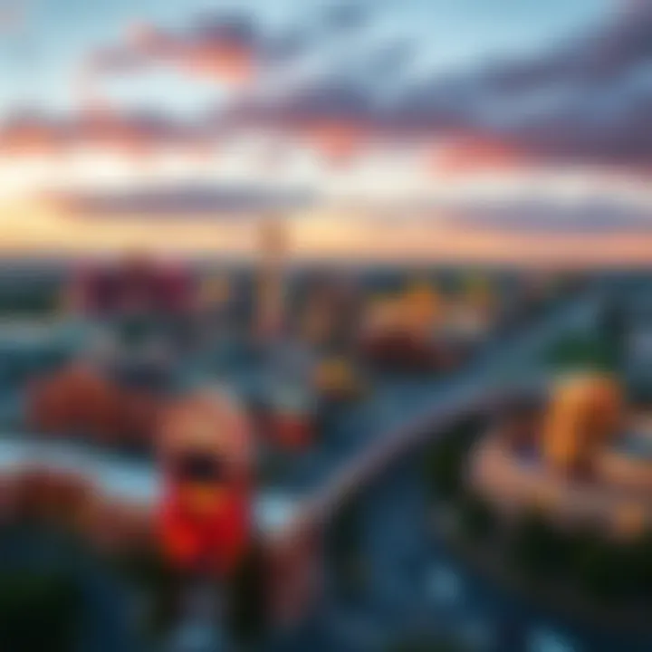 A panoramic view of Terre Haute, highlighting key casino locations.