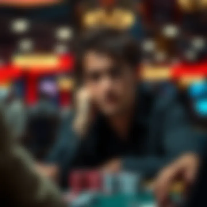 An individual deep in thought while considering their next move in a no-money poker game