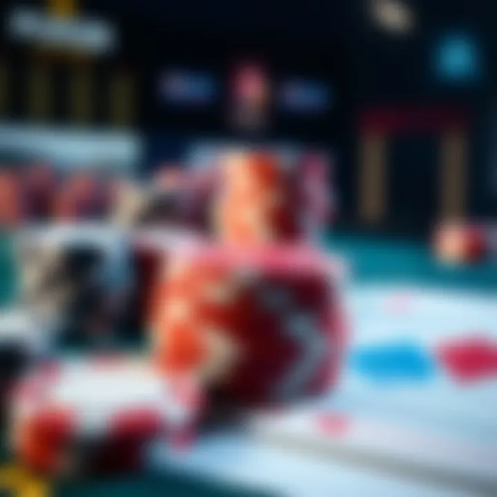 A close-up of chips and cards on an online poker platform interface