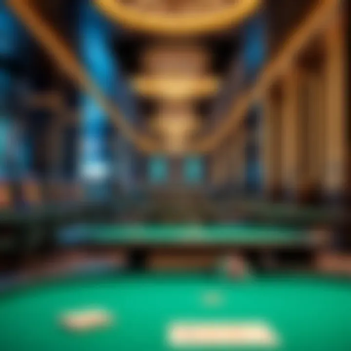Interior of a luxurious casino showcasing gaming tables