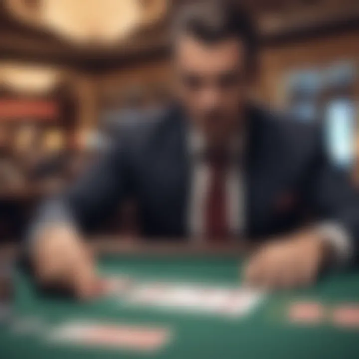 Close-up of a skilled dealer at a poker table