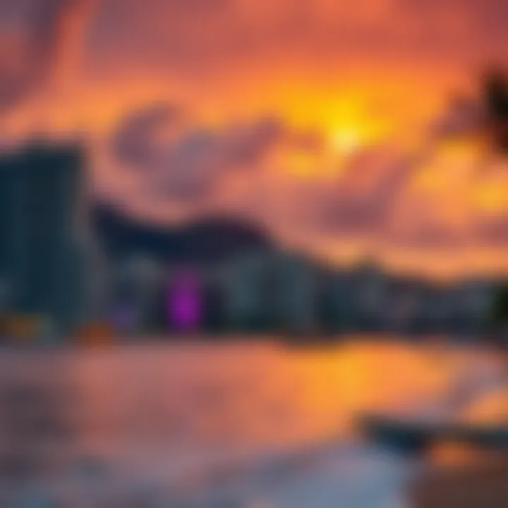 Scenic view of Waikiki Beach at sunset