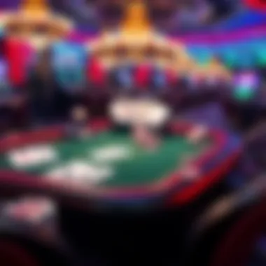 Digital Poker Game Setup A vibrant poker game setup on a digital platform showcasing various poker hands