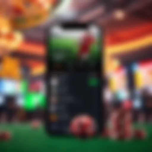 An overview of a sports betting app interface with live odds and betting options