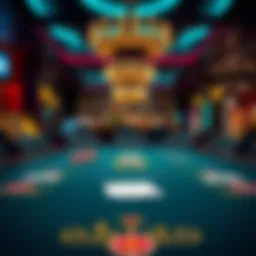 Elegant poker table set in an upscale casino environment